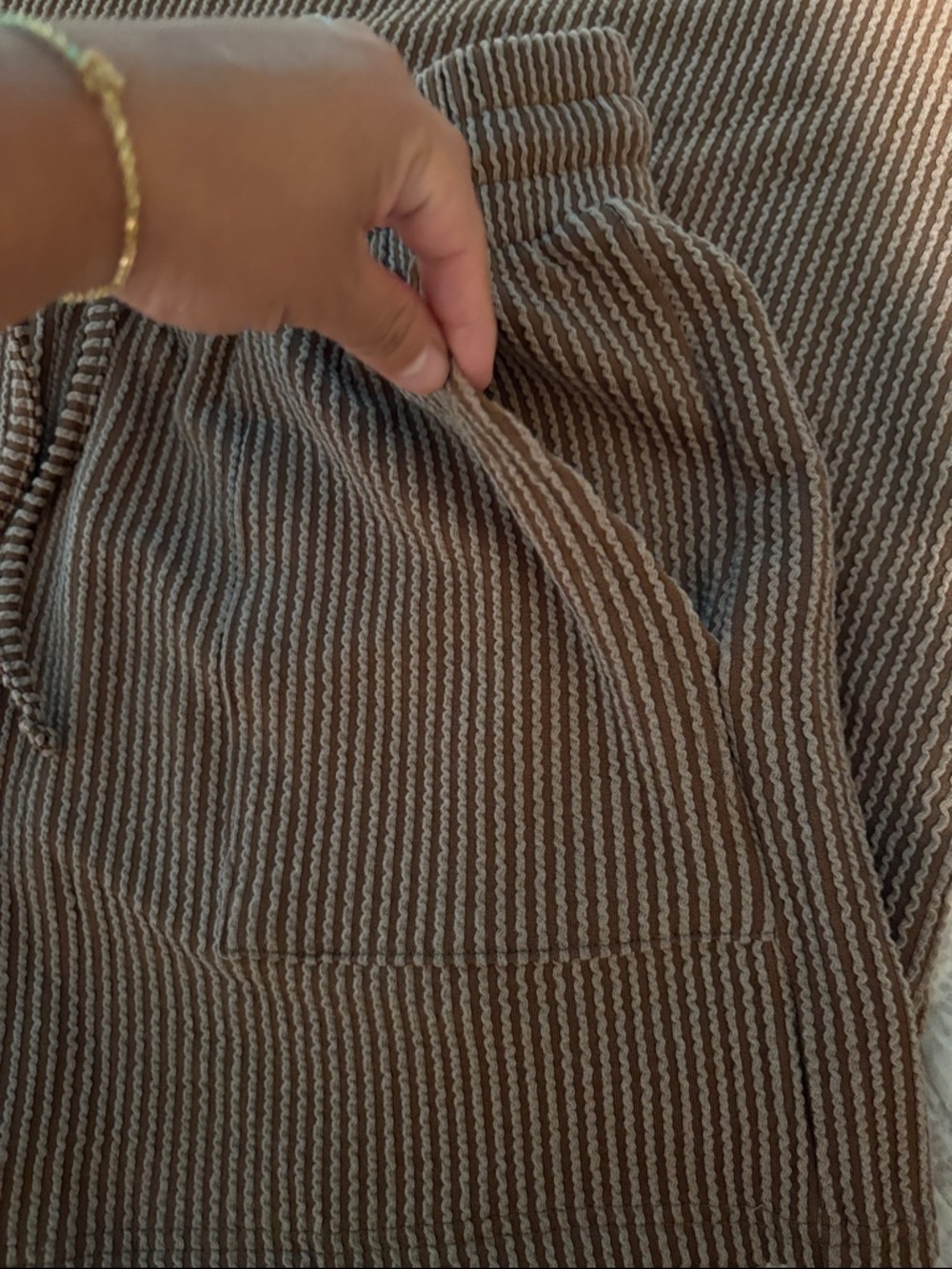 Zenana Outfitters Brown Waffle Knit Short Set - Picture 4 of 6